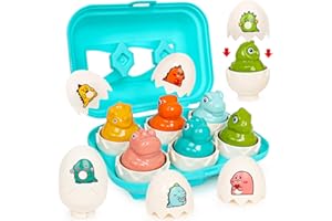 FQKIOMY Easter Eggs,Dinosaur Egg Toys for Toddler- Montessori Sensory Preschool Learning Fine Motor Skills Matching & Sorting Games Birthday Easter Gifts for Toddler Ages 3+