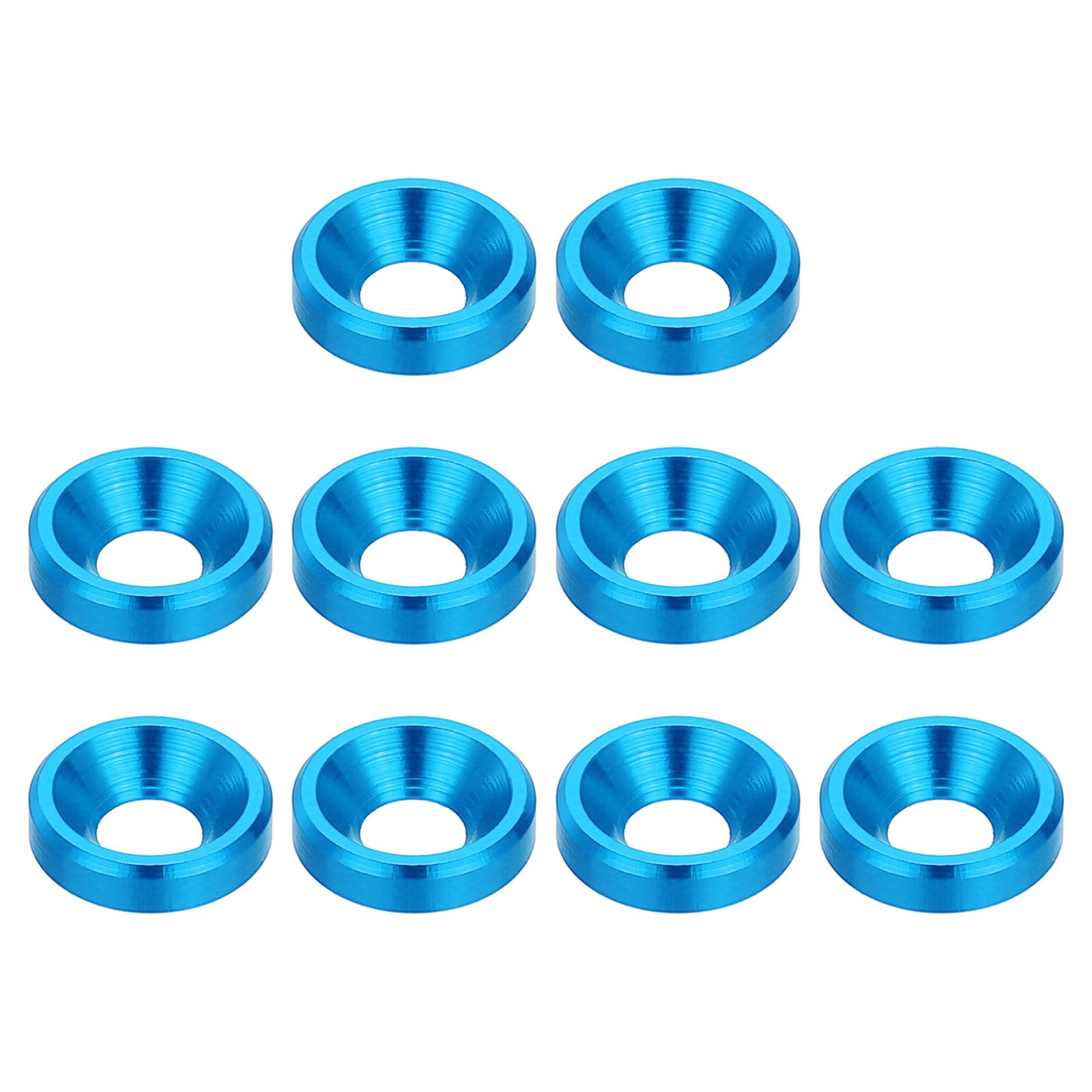 PATIKIL M3 Finishing Countersunk Washers, 10 Pack Head Washers Alloy Aluminum Screw Gaskets for Screw Bolt RC FPV PC Mechanical Accessories Parts, Light Blue
