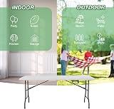 Rainberg 6ft Folding Table with Handle Heavy Duty Metal Frame Waterproof Top view 5