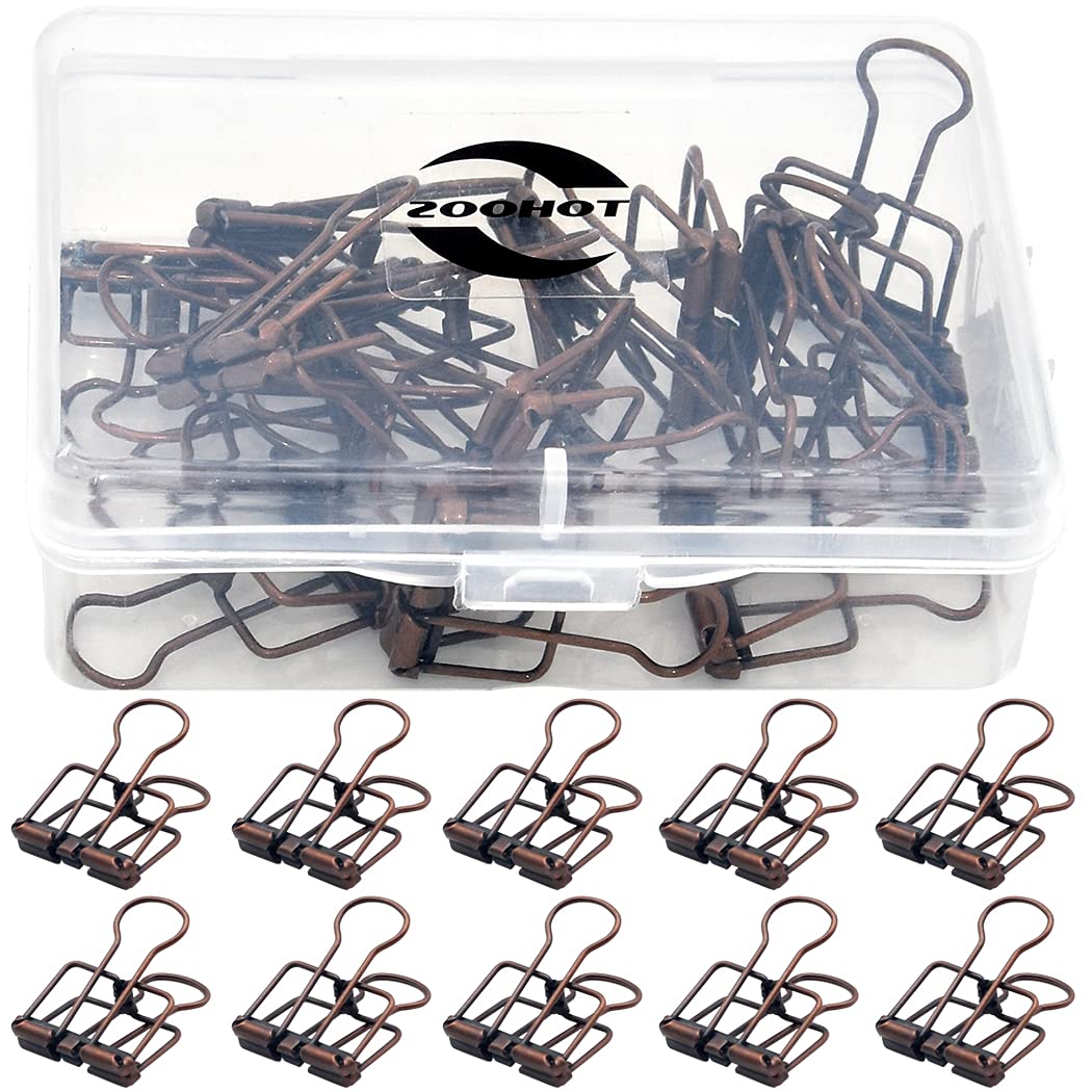 Zoohot 15 Pcs Binder Clips for Home Office Supplier School Accessories - Copper