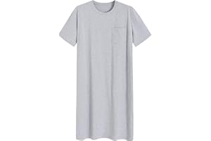 Latuza Men's Cotton Nightshirt Short Sleeves Sleep Shirt Nightgown