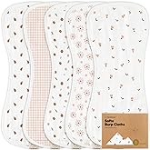 5-Pack Muslin Burp Cloths Baby Boy, Girl - Very Absorbent Baby Burp Cloth Rags, 8-Layers Viscose Derived from Bamboo Cotton Muslin Towel, Super Soft Spit Up Rags, No Shrink Washcloths (Petals)