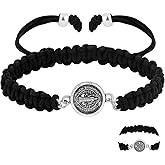 MUNORIAY Saint Benedict Medal Bracelet: St Benedictine Catholic San Benito Double-Sided Handmade Adjustable Braided Rope Bead Bracelets Luck Blessing Protection Jewelry Friendship Gift for Women Men