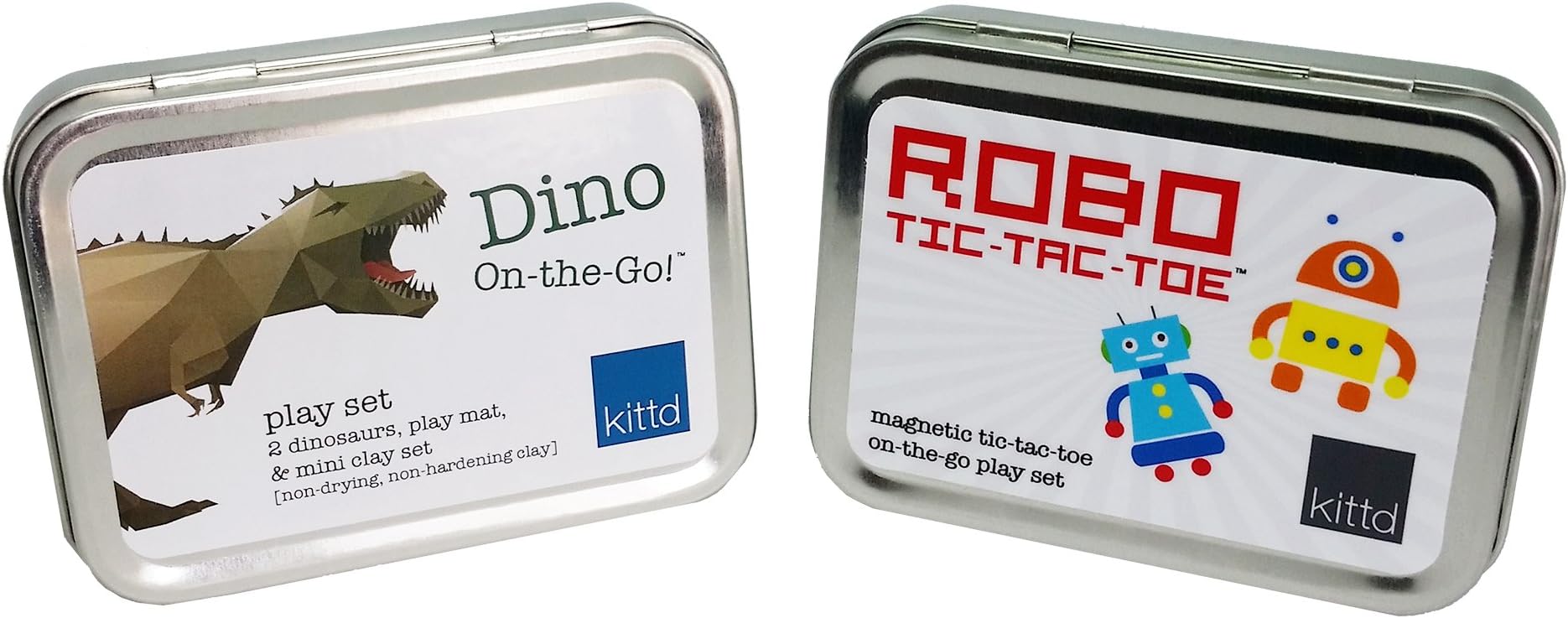 Robot Tic-Tac-Toe & Dino On-The-Go Clay Play Set 2-Pack