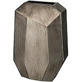 16" Tall Geometric Vases, Home Décor Silver Modern Rectangular Vases with Angular Front and Back, Contemporary Industrial Met