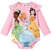 Disney Stitch Princess Ariel Belle Mickey and Friends Baby Girls Clothes Snap Bodysuit for Newborn to Infant