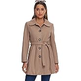 Allegra K Women's Winter Elegant Lapel Collar Long Trench Coat
