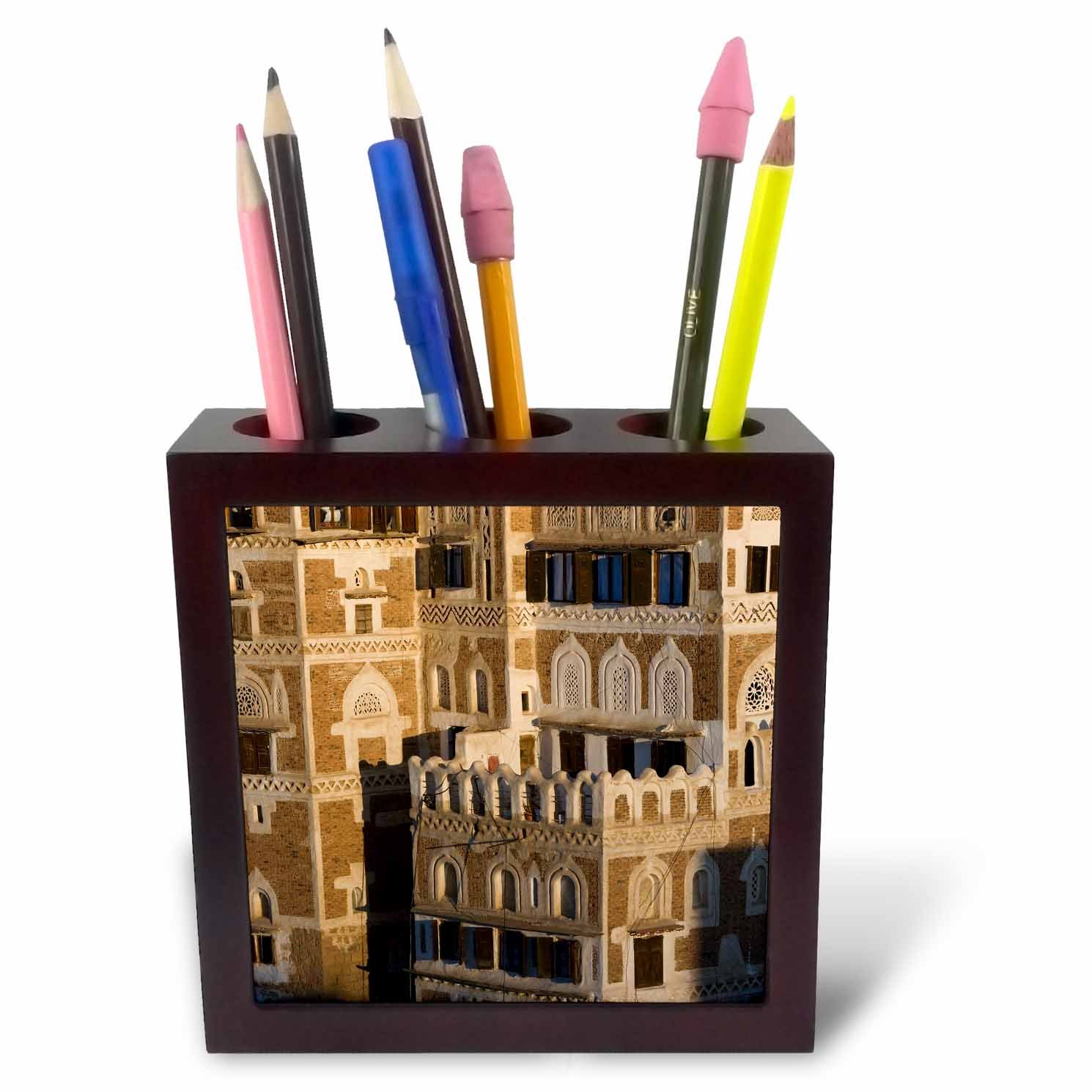 3dRose ph_226100_1 5-Inch Buildings in Sana/Yemen Tile Pen Holder