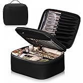 SJATMMA Travel Makeup Bag for Black and Waterproof Toiletry Bag for Women Large Travel Cosmetic Bag and Case for Women