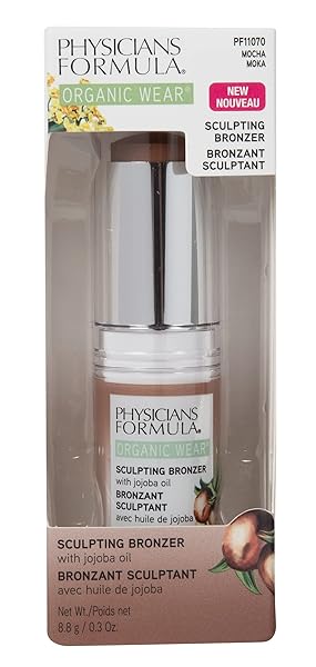 PHYSICIANS FORMULA ORGANIC WEAR ALL NATURAL SCULPTING FACE BRONZER MAKEUP STICK MOCHA, DERMATOLOGIST APPROVED, 2- MOCHA