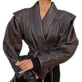 LETSVDO Leather Jacket Women Faux PU Oversized Lace Up Asymmetrical Belted Motorcycle Bomber Coats Fashion Fall Clothes