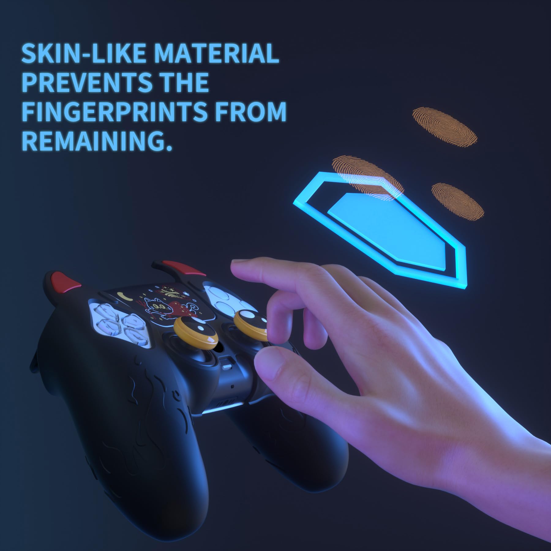 PlayVital Halloween Cute Demon Controller Silicone Case for ps5, Kawaii Controller Cover Gamepad Skin Protector for ps5 with Touch Pad Sticker & Thumb Grip Caps - Black