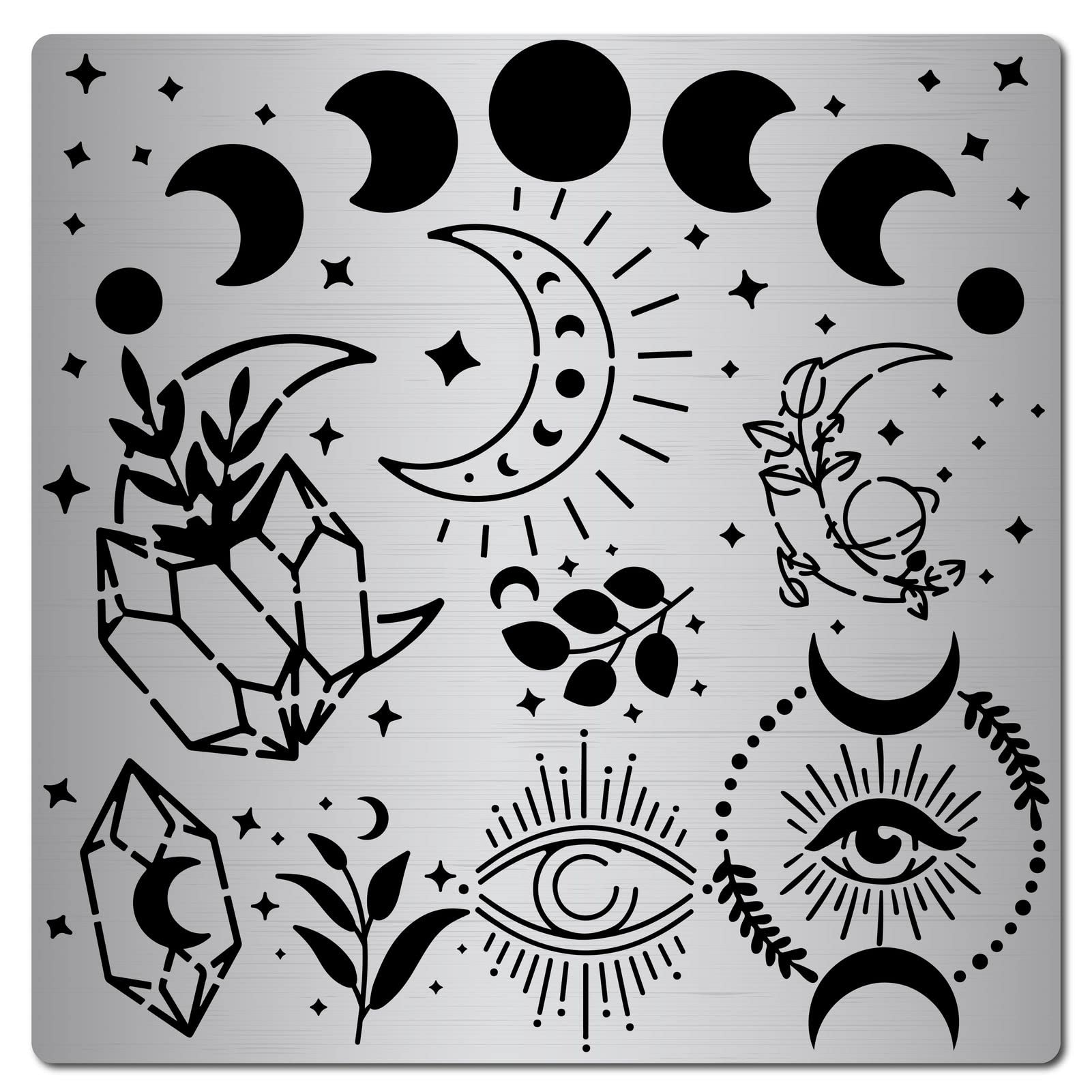 GORGECRAFT 6.3 Inch Metal Moon Phase Stencil Stainless Steel Template Reusable Stencils Journal Tool for Painting on Wood Burning Pyrography Engraving Canvas Decor Home DIY Craft Scrapbooking