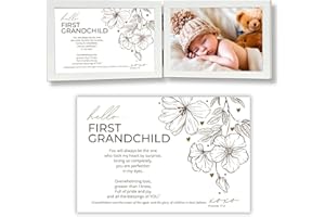 THE GRANDPARENT GIFT CO. First Grandchild Gift for New Grandparents - Poetry Frame (White with Scripture)