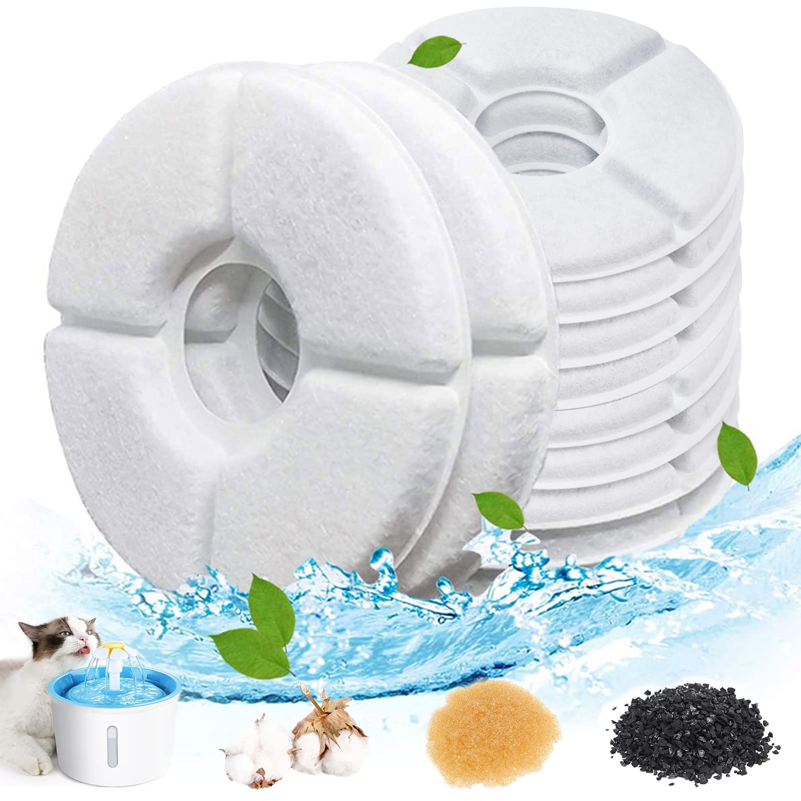 Dhohoo Filtros de Fuente para Gatos Cat Drinking Fountain Filter x 4, Cotton