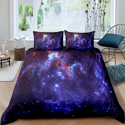 Juego de ropa de cama Galaxy para niñas y niños con temática del