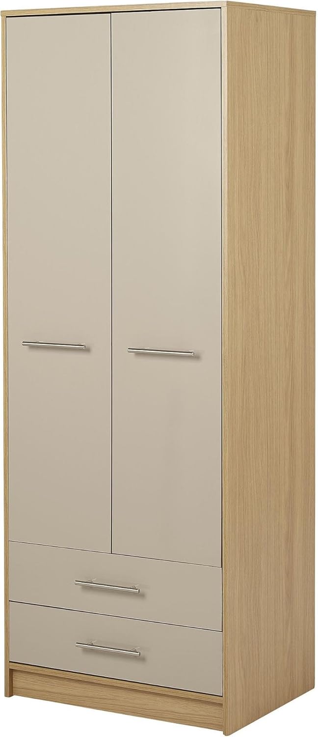 New Tesco Somerton 2 Door 1 Drawer Double Wardrobe Oak Effect