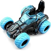 AtomDream Tech Friction Powered Flip Stunt Car, Push and Go Toy Car with 360&deg; Upright Spin, Dual-Sided Rotating Off-Road Vehicle, No Batteries Required, Toy Car for Boys &amp; Girls Ages 3 (Blue)