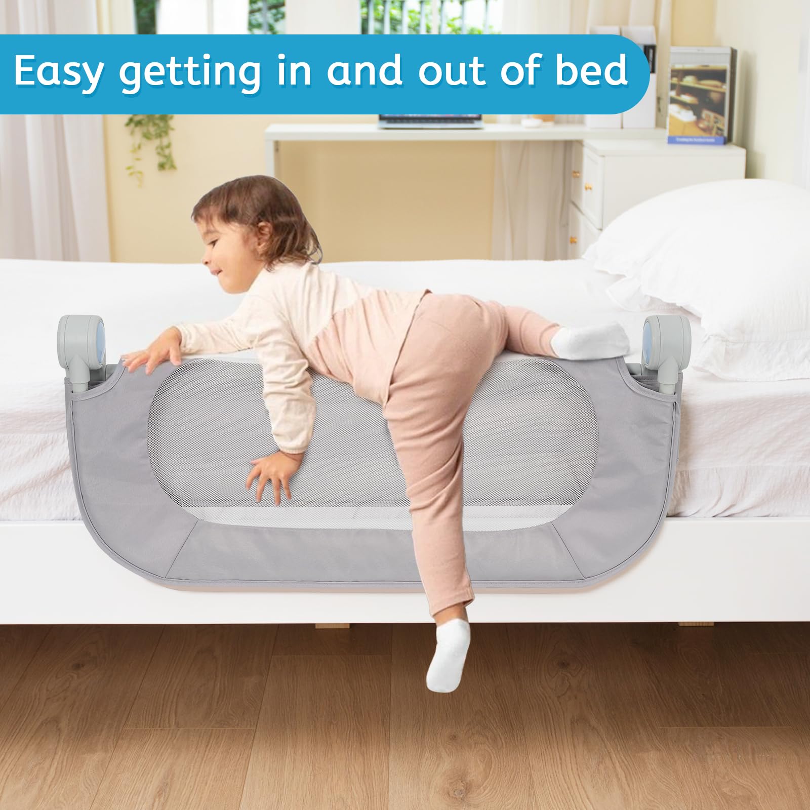 Y- STOP Toddler Bed Rails for Crib Baby Bed Rail Guard for Queen. King Bed, Adjustable Bed Rail Guard with Reinforced Anchor Fit for Slats& Boxspring, Sturdy Crib Bed Rail Guard for Toddlers,Kids