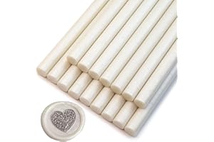 Ioggtser Lot de 16 bâtons de cire pour pistolet à colle et tampon - Cire à cacheter blanche nacrée pour invitations de mariag