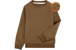 BIG ELEPHANT Boys Crewneck Sweatshirt Youth Fleece Sweatshirts Long Sleeve Basic Pullover Soft Warm Thin Fleece for Kids