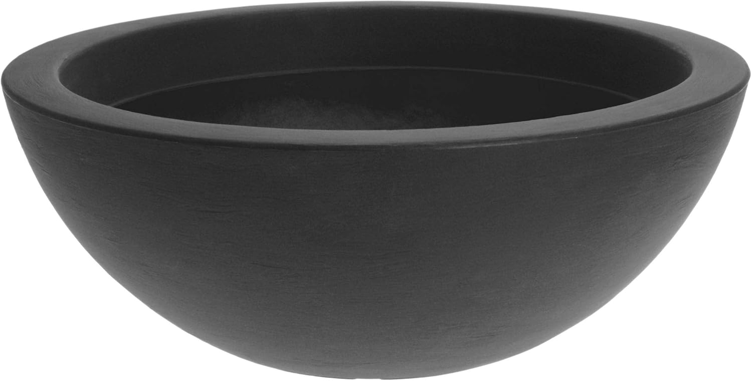 Oval Plastic Stone Effect Planter Anthracite 60x34 cm flower pot