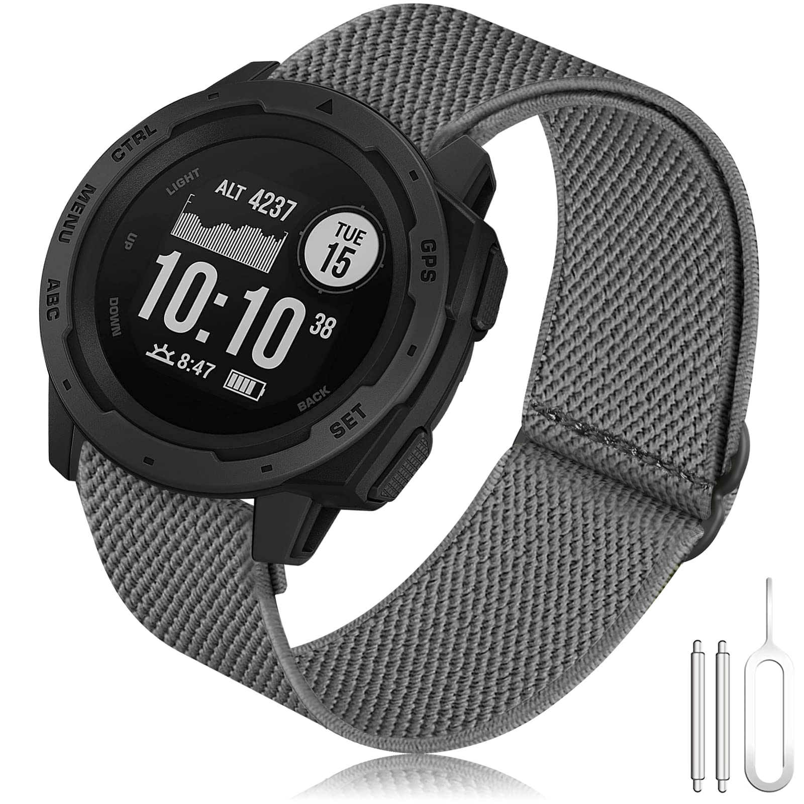 Strap Garmin Instinct Elastic Loop, 22mm Stretchy Nylon Ultra-light Wrist Band Watch Strap for Garmin Instinct 2 Solar/Instinct/Instinct Tactical/Instinct Tide/Instinct Esports/Instinct Solar