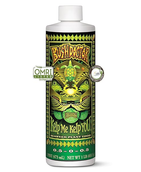 FOXFARM BUSHDOCTOR KELP ME KELP YOU FERTILIZER, LIQUID SEAWEED EXTRACT FOR PLANTS, VEGETABLES, & FLOWERS – PROMOTES ROOT GROWTH & SOIL HEALTH – PERFECT FOR HYDROPONICS & SOIL, NPK 0.5-0-0.5 (PINT)