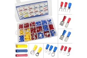 Amlits 300 PCS Insulated Wire Electrical Connectors - Butt, Ring, Spade, Quick Disconnect - Crimp Terminals Connectors Assortment Kit