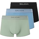 SALIGIA Men’s Trunks Underwear Sexy, 100s Smooth Long-Staple Cotton Boxer Briefs with No-Fly Pouch 3-Pack