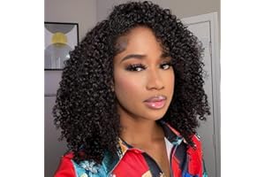 Fuduete 16 Inch Curly Half Wig Human Hair 180 Density 3 In 1 Seamless Flip Over Half Wigs Beginner Friendly Glueless Wear and Go Kinky Curly Wig Human Hair Drawstring Headband Wig for Women