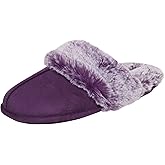 Jessica Simpson womens Comfy Faux Fur House Slipper Scuff Memory Foam Slip on Anti-skid SoleSlipper
