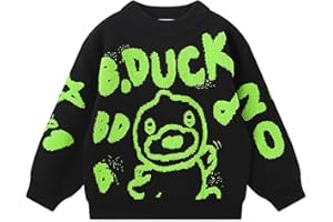 BDUCK+ B.Duck Kids Sweater Cute Cartoon Duck Crewneck Long Sleeve Knitted Pullover Tops for Unisex Boys Girls Size 3-12 Years