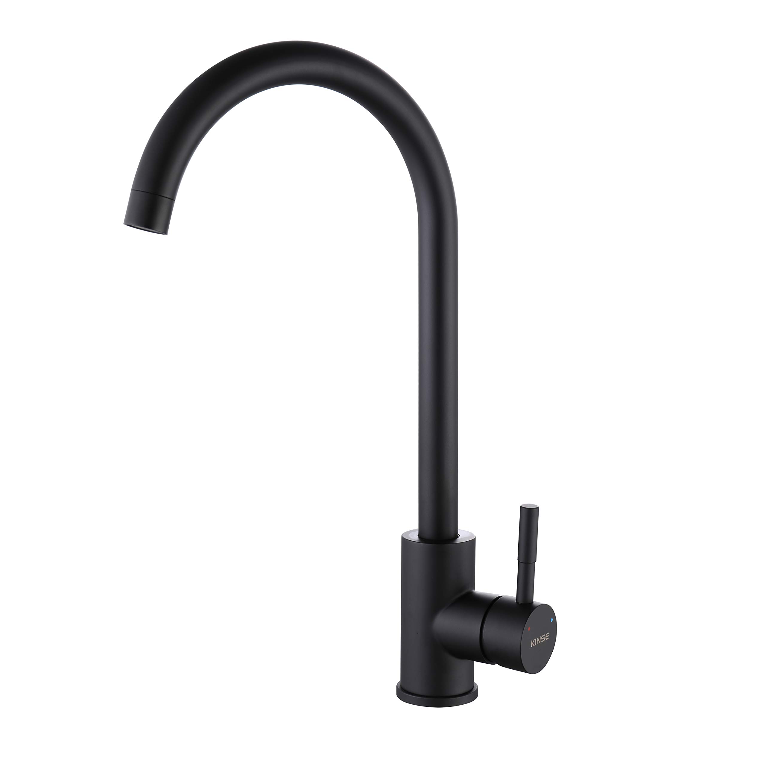KINSE Kitchen Mixer Tap, 360° Swivel Kitchen Sink Faucet, Stainless Steel, Single-Handle, Black