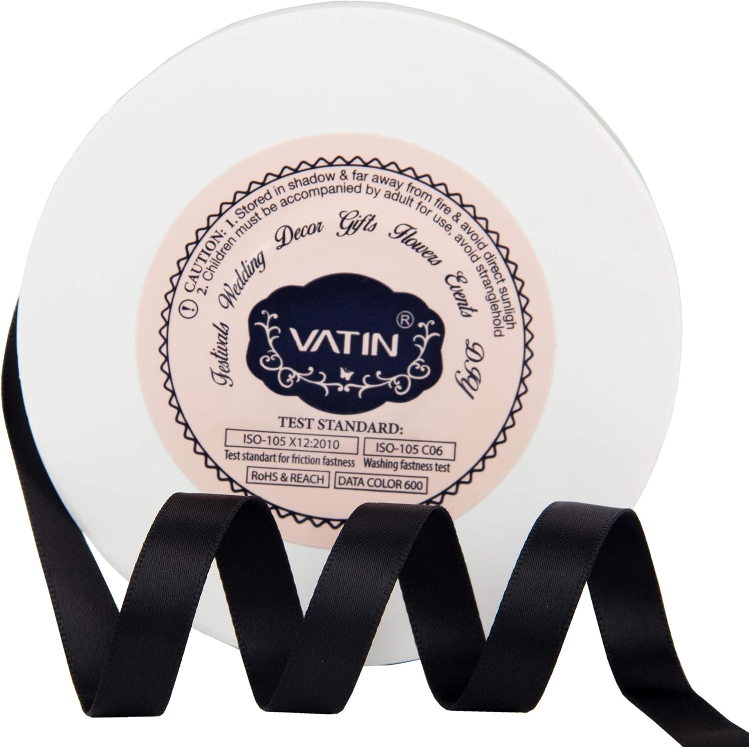 VATIN 10mm Double Faced Black Polyester Satin Ribbon