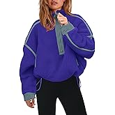 Panadila Womens Half Zip Sherpa Fleece Pullover Soft Oversized Sweatshirt with Pockets Warm Fuzzy Sweater