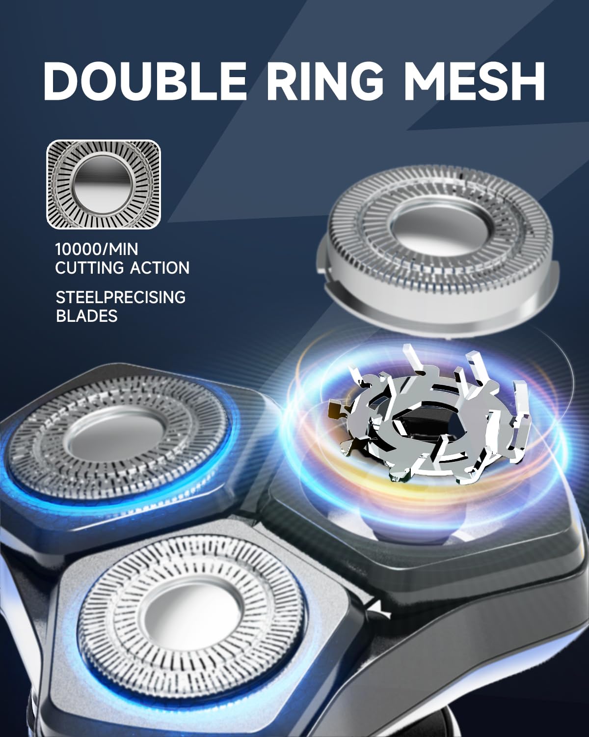 Electric Razor for Men - Removable Magnetic 3D Electric Shaver, 10,000 RPM High-Speed Motor, IPX8 Waterproof, USB Fast Charging, Multi-Functional Professional Hair Trimmer Kit Included