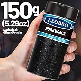 LEOBRO Black Glitter Powder 150g 1/128in Fine Glitter for Crafts Resin Tumbler view 2