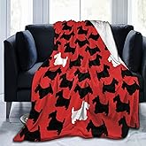 Scottie Dog Cute Pattern Super Soft Warm Fleece Blanket, Comfortable Flannel Blanket, Four Season Blanket Suitable for Bedroom Bed and Sofa