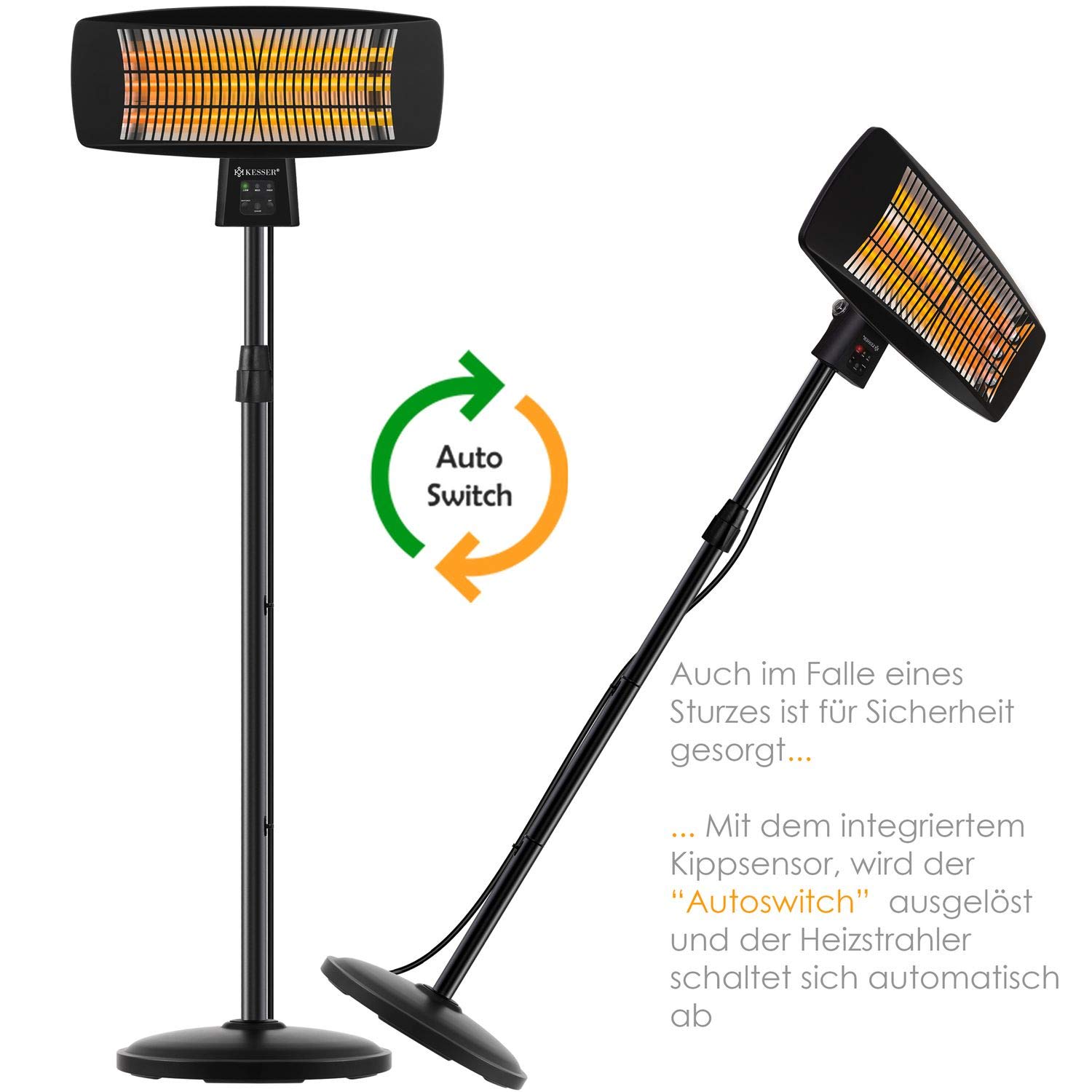 3 Leistungsstufen Infrarot Strahler Heizelemente Wandhalterung Innen