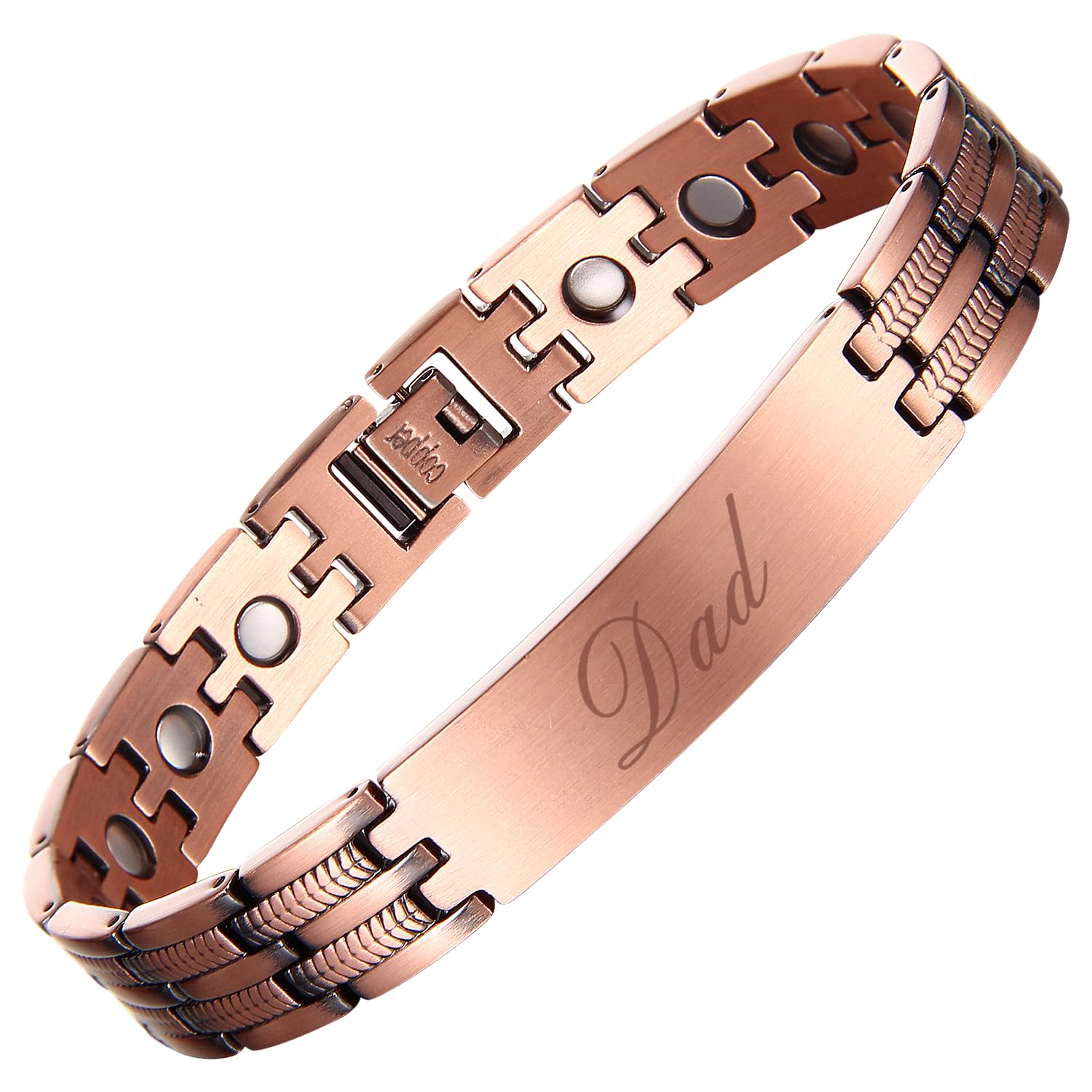 BioMag Pure Copper Magnetic Bracelet for Men, Adjustable Wristband with Link Removal Tool(Wheat Pattern)