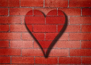 Leowefowa 7x5ft Vinyl Photography Backdrop Valentine S Day Hand Painted Heart Vintage Red Brick Floor Wedding Background Baby Girl Lover Photo Studio