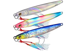 TRUSCEND Valuable Fishing Jigs of Captain's Favorite, Shiny Saltwater Spoons Perfect for Jigging, Slow Pitch Jig Catch More Fish, Durable and Well-Made Bass Salmon Tuna Fishing Lures with Sharp Hook
