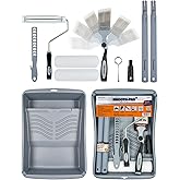 ROLLINGDOG Paint Roller Kit with Extension Pole - 10PC Paint Roller Set Extendable Paint Brush,9 Inch Paint Roller With Tray