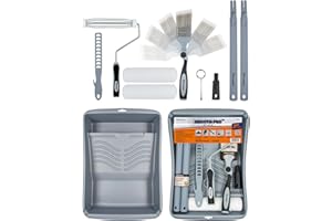 ROLLINGDOG Paint Roller Kit with Extension Pole - 10PC Paint Roller Set Extendable Paint Brush,9 Inch Paint Roller With Tray