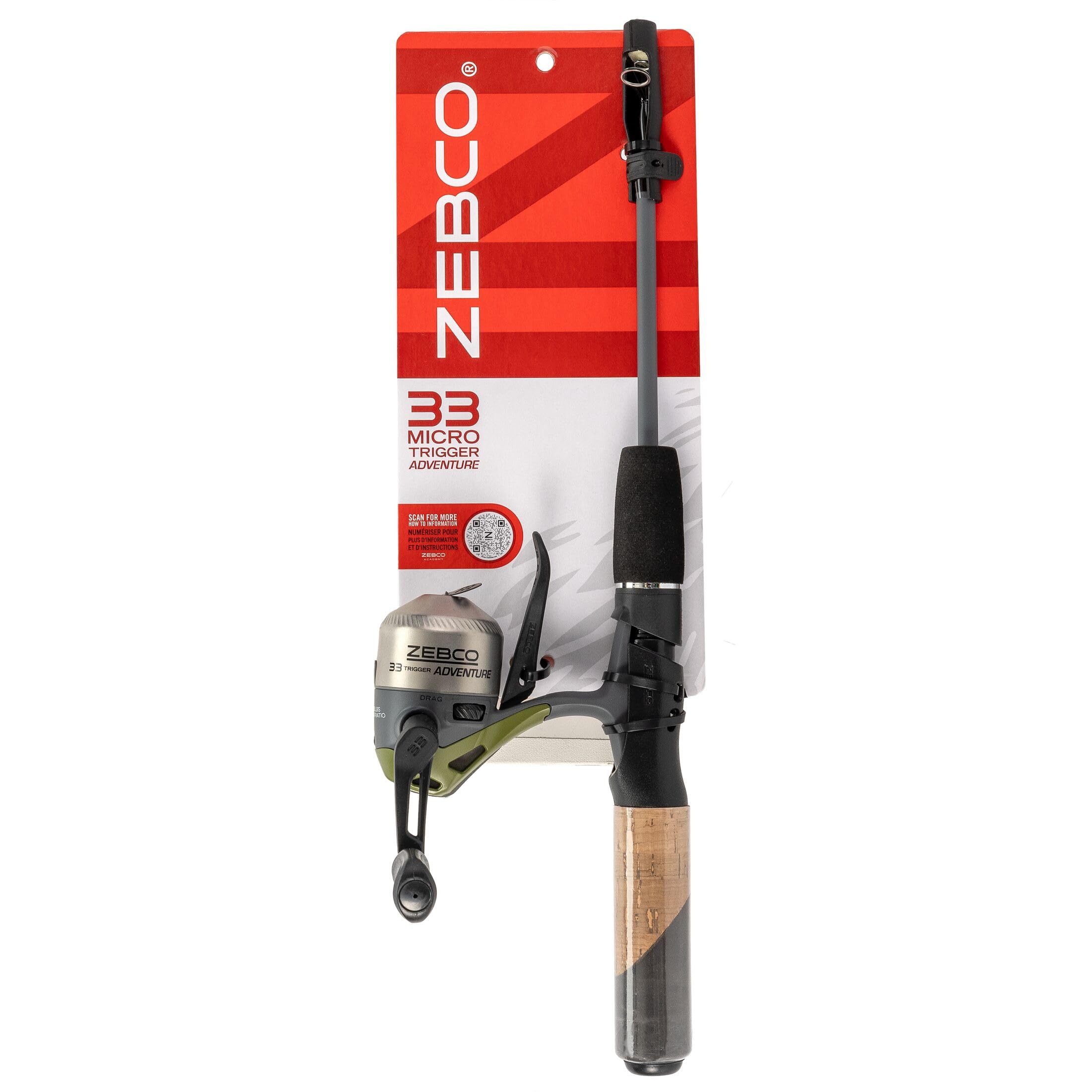 Photo 1 of Zebco 33 Micro Adventure Spincast Reel and Fishing Rod Combo, 36-Inch Telescopic Rod, Ultra-Light Power, Moderate Action, Silver/Green