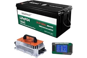 OGRPHY 48V Lithium Battery with Onboard 18A LiFePO4 Battery Charger & 200A BMS, 5.12kWh 48V Lithium Golf Cart Battery with 10.24kW Output, 1000A Peak Current for Golf Cart, Trolling
