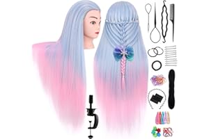 Mannequin Head, TopDirect 29" Hair Mannequin with Synthetic Hair Manikin Head Practice Cosmetology Hair Doll Head Styling Hairdressing Training Braiding with Clamp Holder & Tools for Women Girls