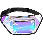Holographic Fanny Pack Belt bag - Crossbody Waist Bag for Men or Women - Hands-Free, Waterproof Large Bumbag for Hiking, Running, and Travel (Luminous)