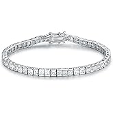 Gemsme 14K White Gold Plated 3.0mm Bracelet Classic Hypoallergenic Cubic Zirconia Tennis Bracelet for Women 6.0-8.5 Inch